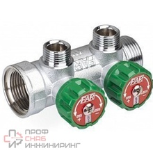 Коллектор регулирующий FAR 1" (ВР-НР) с 2 отв. 3/4" НР (межосев. 45 мм)  плск.упл.