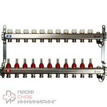 Коллектор из нержавеющей стали с расходомерами Stout, с клапаном вып. воздуха и сливом 11 вых