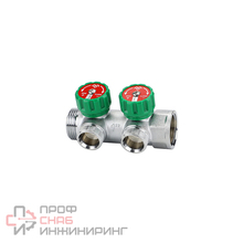 Коллектор регулирующий Varmega 1" на 2 выхода 3/4" ЕК хром (1 шт/ 48 шт)