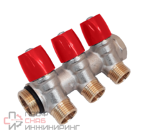 Коллектор General Fittings 6300 (3 выхода) красный вентиль
