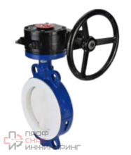 Затвор дисковый поворотный DN.ru WBV3434Pf-2W-Fb-R Ду250 Ру16 корпус - углеродистая сталь WCB, диск - углеродистая сталь WCB, уплотнение - PTFE, футерованный, межфланцевый, с ISO-фланцем F10, квадрат 22х22, крутящий момент 242Нм, с редуктором