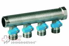 Коллектор Henco с шаровыми кранами под евроконус VB050504-BLAUW