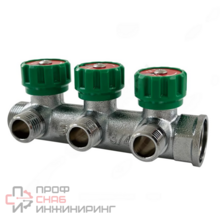 Коллектор SantechSystems латунный с регулирующими клапанами 1" м/р 2в 1/2" ПУ н/р 45мм