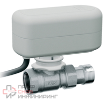 Шаровой кран FAR 2-х ход. 22,6 куб.м/ч 1" ВР-американка с приводом 40сек 220В