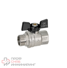 Кран шаровой резьб. 1/2", PN64, BUGATTI OREGON 307, латунь, вн.р.- нар.р., с бабочкой