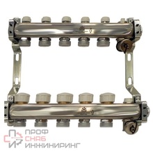 Коллекторный блок Gekon для теплого пола и радиаторного отопления 1"x3/4"EU отверстий-5, в комплекте: термостат., Gekon_Armatura