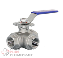 Кран шаровый Newkey трехходовой (L-тип) нержавеющий, AISI316 DN20 (3/4")  (CF8M)  PN64
