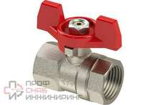 Кран шаровой РосТурПласт ручка бабочка латунь внутренняя/внутренняя резьба 1 1/4" PN40 никель