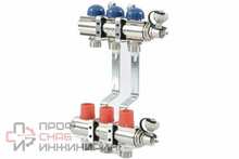 Колл.группа 1" х 3 вых 3/4" с балансировочными и термостатическими вентилями Uni-fitt