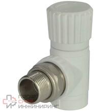 Клапан PP-R РосТурПласт белый запорный Дн20х1/2" НР Ру25 угловой для радиатора