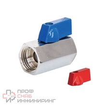 Кран шаровой мини TIM 1/2 гг хромированный (красные и синие ручки)