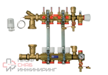 Сборный коллекторный узел Giacomini с обвязкой и расходомерами 1" x 18 /6