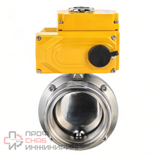 Затвор дисковый поворотный DN.ru WBV3131E-2W-T-H Ду65 Ру10 пищевая нержавеющая сталь 304, уплотнение - EPDM, резьбовой, с электроприводом DN.ru QT-N-005EM-B1-220VAC-У1 (0-10В)