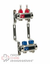 Коллекторная группа Wattson 1" х 3/4" EK на 2 контура с расходомерами и термостатическими клапанами, нержавеющая сталь