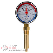 Термоманометр Экомера МД04-80мм 0..1,6МПа 0..120С G1\4 L=60 mm с переходником на G1\2