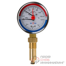 Термоманометр ЭКОМЕРА 120С 1,6МПа Дк80 G1/4"радиал в/к перех G1/2" L=40мм