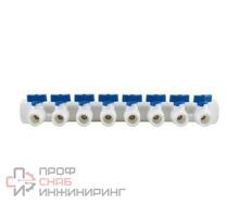 Коллектор PP-R синиц Дн40х20 на 8 выходов с кранами Valfex