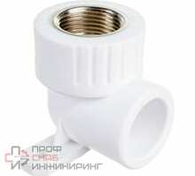 Угольник комбинированный с креплением PPR РОСТУРПЛАСТ 25х 3/4 ВР белый