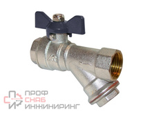 Кран шаровой с косым фильтром AQUALINK 3/4 бабочка резьба внутренняя – внутренняя