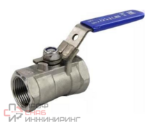 Кран шаровой DN.ru BV3232P-SP-T-H Ду20 Ру63 стандартнопроходной двухходовой, нержавеющая сталь SS316, внутренняя резьба, уплотнение - PTFE, ручка-рычаг