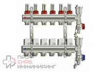 Коллекторный блок 1"х3/4" 8 выходов с расходомерами латунь Zegor