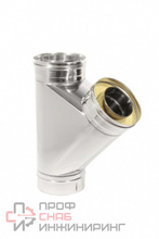 Тройник сэндвич Теплов и Сухов 45 d 115 х 200 толщина 0,8 х 0,5 нержавеющая сталь