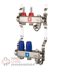 Коллектор MVI из нержавеющей стали в сборе с расходомерами, дренажным краном и воздухоотводчиком, (2-12 выходов) (л3183)