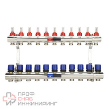 Коллекторные группы из латуни с расходомерами и регулирующими клапанами Varmega VM15411