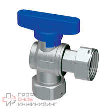 Шаровой кран FAR хром. 3/4"накид.гайки бабочка синий угловой