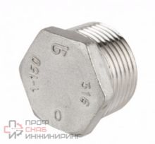 Заглушка шестигранная GENEBRE 0290 02, DN008 (1/4") PN20, корпус - AISI316 (CF8M)  НР, резьба BSPT