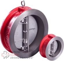 Клапан обратный двухстворчатый Rushwork 400-600-16, DN600, PN16, корпус - GJL-250 (GG25)  пластины - AISI316 (CF8M)  уплотнение - EPDM, М/Ф