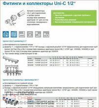 Коллектор с вентилями Uponor SH 1' НВ х 4 выхода 1/2' НР межосевое 38 мм латунь