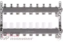 Блок коллекторный OKSELER с регулировочными клапанами, c дренажным краном и краном Маевского, 8 вых.,1x3/4EK