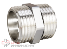 Ниппель LD DN15 (1/2") НР/НР латунь никель