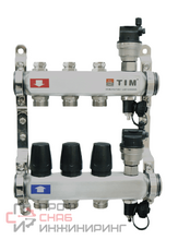 Коллекторная группа TIM KBS5010 в сборе с термостат. и запорными клапанами 1"х10 вых. 3/4 ЕК