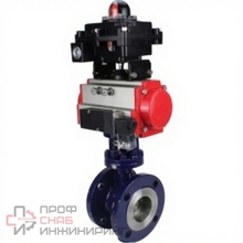 Затвор дисковый поворотный с тройным эксцентриситетом DN.ru WBV3EX-3431M-1W-F-ISO Ду125 Ру25 с пневмоприводом DN.ru PA-DA-140, пневмораспределителем DN.ru 4M310-08 24В и БКВ DN.ru APL-410N EX