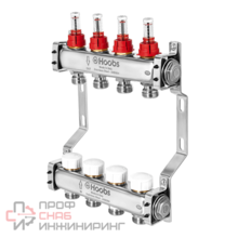 Комплект коллекторов Hoobs, нерж. ст., с расх., с отсеч. + кроншт., 1" х 3/4"-9 вых .