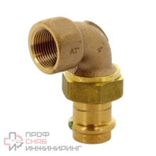 Угловое резьбовое соединение Sanpress, c SC-Contur 22х3/4", с плоским уплотнением, с переходом на внутреннюю резьбу, бронза, модель 2255