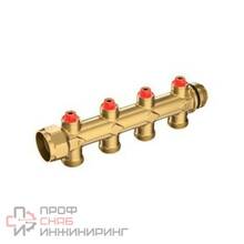 Коллектор латунный с балансировочным клапаном 1" м/р 4в 3/4" ЕК н/р Giacomini