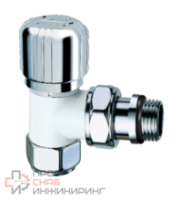 Вентиль термостатический угловой FAR, серебро/бел.эмаль, М24х19, 1/2" EPDM