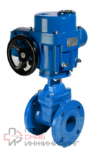 Задвижка чугунная с обрезиненным клином REON тип RSV60, PN16 сэлектроприводом 380В
