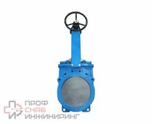 Задвижка шиберная Benarmo Ду700 чугун межфланцевая Ру5 с редуктором под электропривод NBR