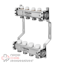 Комплект коллекторов Hoobs, нерж. ст., с термостат. клап., с отс. + кроншт., 1" х 3/4"-4 вых .
