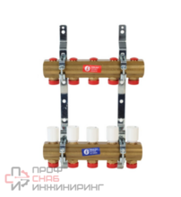 Группа коллекторная латунь с термостатическим клапаном 1" м/м 9в 3/4" ЕК н/р Giacomini