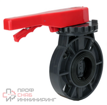 Затвор дисковый поворотный DN.ru WBV4242E-2W-Fb-H Дн200 Ру10 межфланцевый, корпус - UPVC (НПВХ)  диск - UPVC (НПВХ)  уплотнение - EPDM, с рукояткой