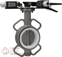 Затвор дисковый поворотный DN.ru WBV3131P-2W-Fb-H Ду100 Ру16, корпус - нержавеющая сталь 304, диск - нержавеющая сталь 304, уплотнение - PTFE, с рукояткой, двумя концевыми датчиками LS-103 250В и кронштейном для крепления концевых выключателей