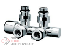 Н-узел FAR с термостатическими и запорными клапанами, угловой, М24х19 - 1/2"НР, белый