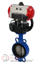 Затвор дисковый поворотный DN.ru WBV3432V-2W-Fb-H Ду200 Ру16, корпус - углеродистая сталь WCB, диск - нержавеющая сталь 316L, уплотнение - Viton, с пневмоприводом DN.ru PA-DA-130, пневмораспределителем 4M310-08 24В и ручным дублером MON3-700-T38-ISO