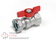 Кран шаровой 3/4" x 1" В-В с нак. гайкой хром. с красной рукояткой бабочка Giacomini