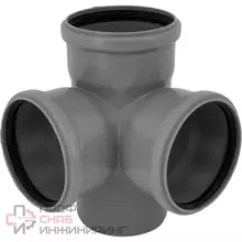 Крестовина РосТурПласт PP-H 2-пл сер б/н Дн110х110х110х87гр в/к